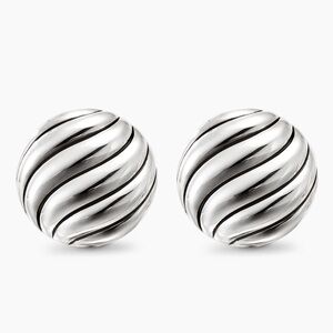 David Yurman Sterling Silver Sculpted Cable Button Earrings - Retail $495